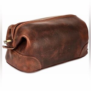 NEW Genuine Leather Toiletry Bag Premium Dopp Shaving Organizer Travel Kit Pouch